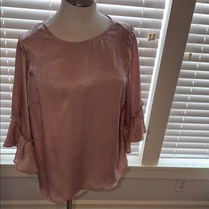 LC Lauren Conrad Shimmering Pink Blouse with Ruffle Sleeves